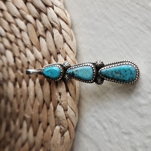 Gorgeous NWOT Native American Navajo Handmade 3 Stone Turquoise Pendant 💙🩵💙🎁 - Picture 9 of 12